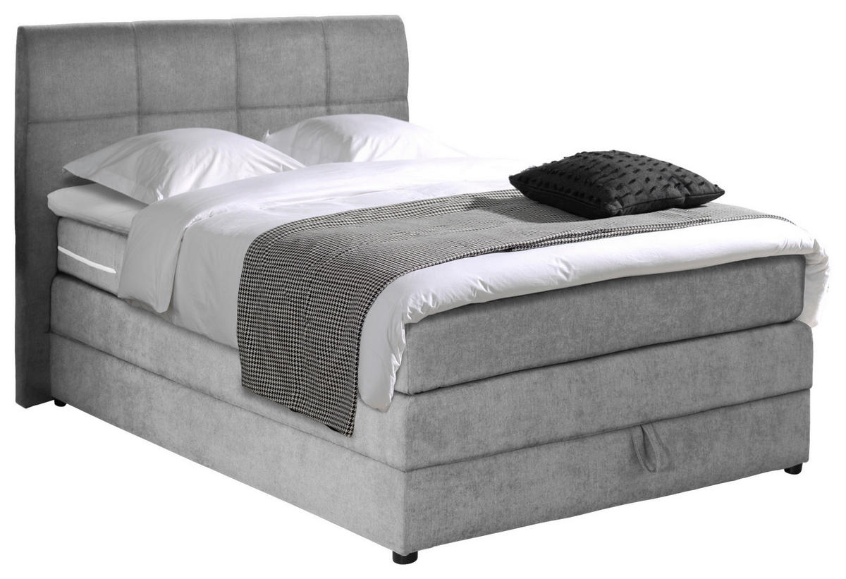 BOXSPRINGBETT 90/200 cm  in Hellgrau  - Hellgrau/Schwarz, MODERN, Holz/Kunststoff (90/200cm) - MID.YOU
