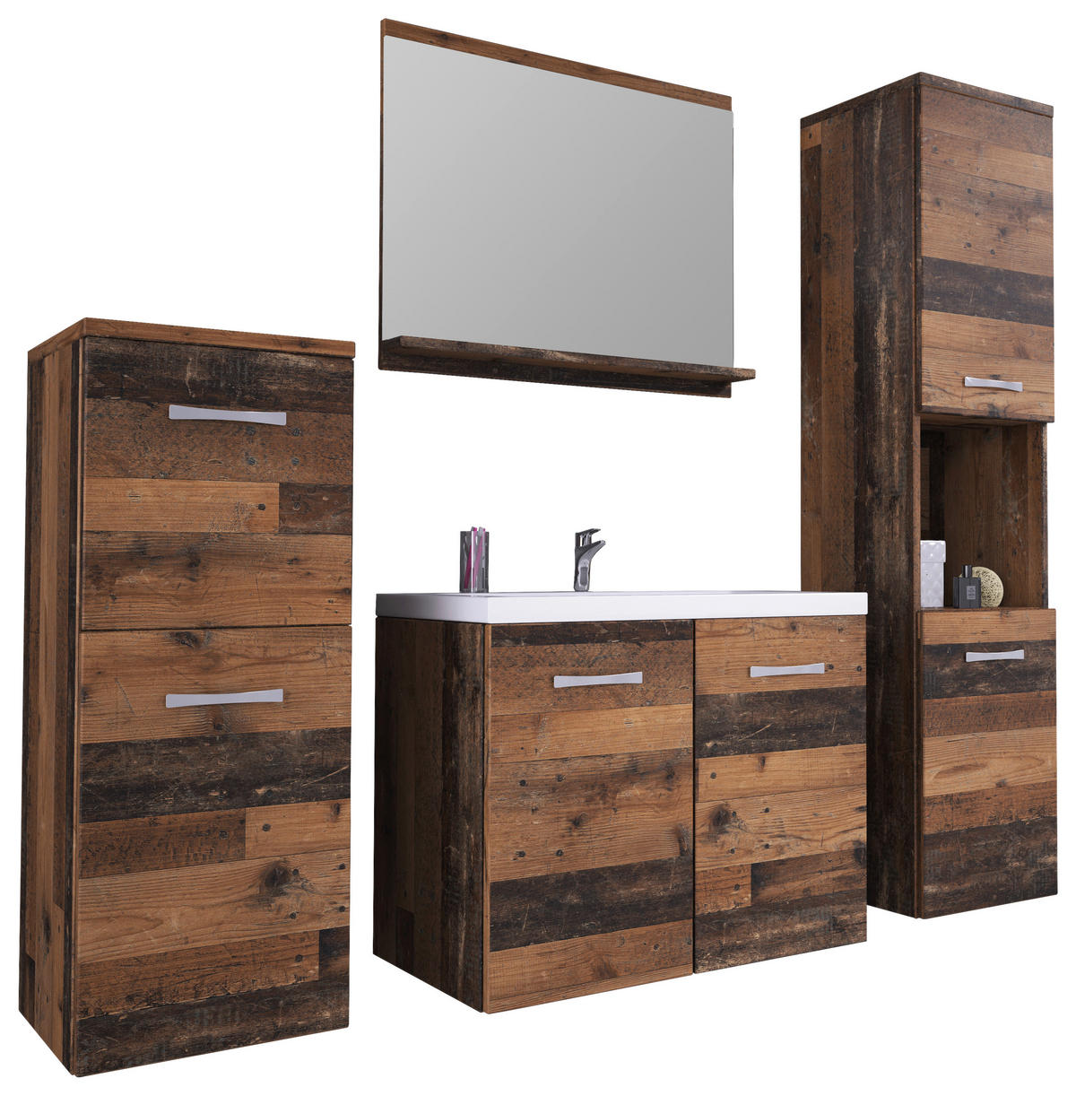 BADEZIMMER 5-teilig  in 120 cm  - Alteiche/Eichefarben, LIFESTYLE, Keramik/Holzwerkstoff (120cm) - P & B