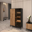 HIGHBOARD  103/167/38 cm  - Eiche Wotan/Schwarz, KONVENTIONELL, Glas/Holzwerkstoff (103/167/38cm) - Xora