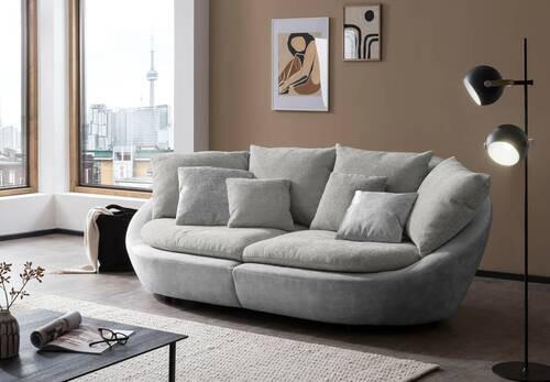 BIGSOFA in Chenille Hellgrau, Dunkelgrau - Dunkelgrau/Hellgrau, Modern, Kunststoff/Textil (237/87/131cm) - Trendmanufaktur