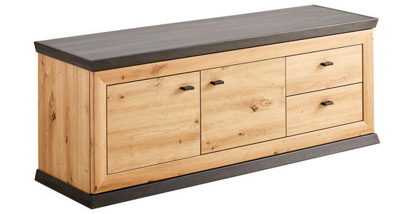 GARDEROBENBANK  in 135,2/50,7/38,5 cm  - Schwarz/Eiche Artisan, LIFESTYLE, Holzwerkstoff/Metall (135,2/50,7/38,5cm) - Hom`in