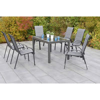 GARTENTISCHGRUPPE  - Graphitfarben/Grau, KONVENTIONELL, Glas/Textil - Gardenson