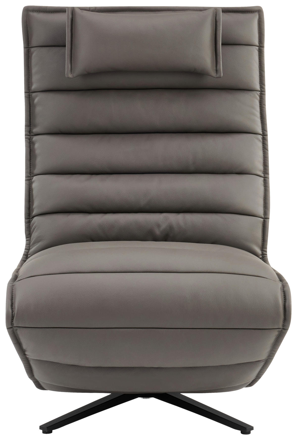 RELAXSESSEL Lederlook Echtleder Relaxfunktion, Fußteilverstellung, Nackenkissen    - Dunkelgrau/Schwarz, Design, Leder/Textil (68/108/84cm) - Stylife
