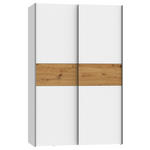 SCHWEBETÜRENSCHRANK  in Weiß, Eichefarben  - Eichefarben/Alufarben, Design, Holzwerkstoff/Metall (120/190,5/61,2cm) - Carryhome