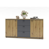 SIDEBOARD 170/86/49 cm  in Graphitfarben, Eiche Artisan  - Graphitfarben/Schwarz, Design, Holzwerkstoff/Metall (170/86/49cm) - Livetastic
