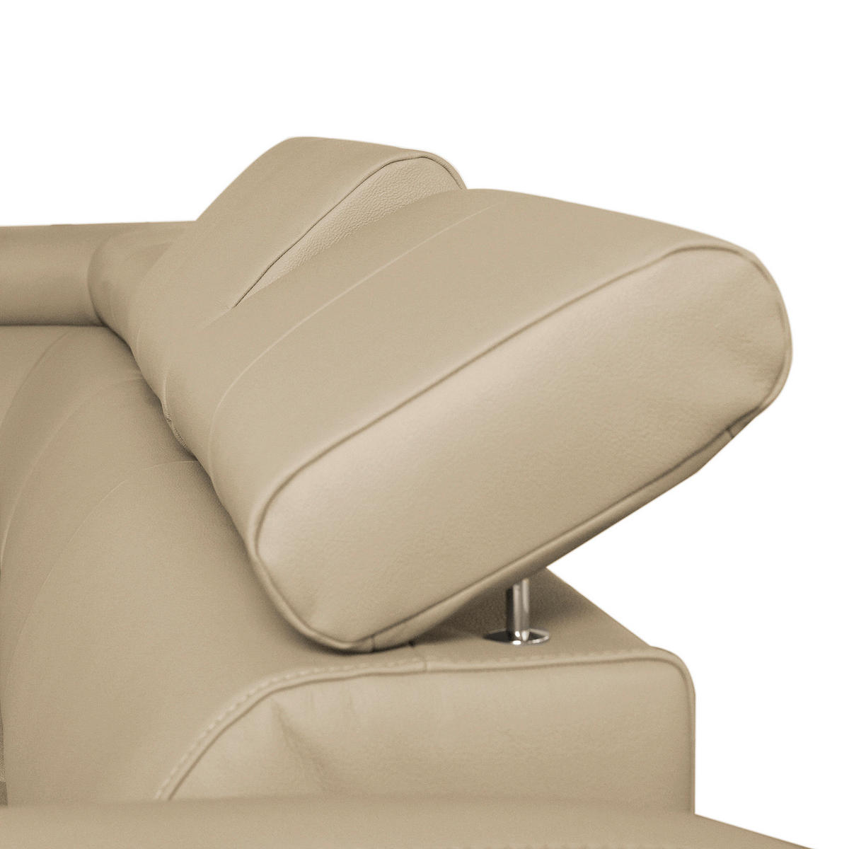 WOHNLANDSCHAFT in Lederlook Echtleder Beige  - Chromfarben/Beige, Design, Leder/Textil (208/315/175cm) - Livetastic