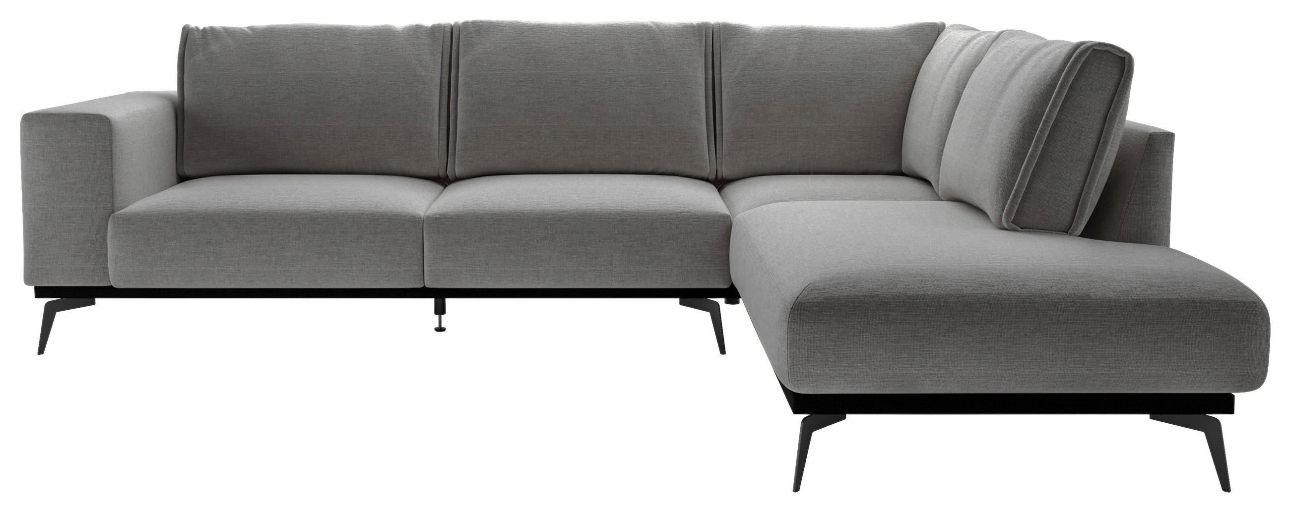 ECKSOFA Dunkelgrau beflockt  - Dunkelgrau/Schwarz, Design, Holz/Textil (293/200cm) - MID.YOU