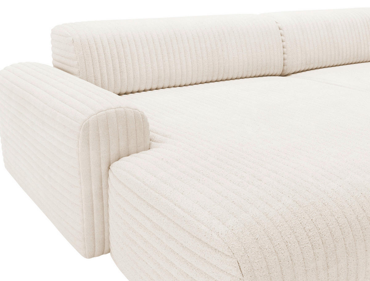 ECKSOFA in Cord Creme  - Creme/Schwarz, Design, Kunststoff/Textil (178/292cm) - Livetastic