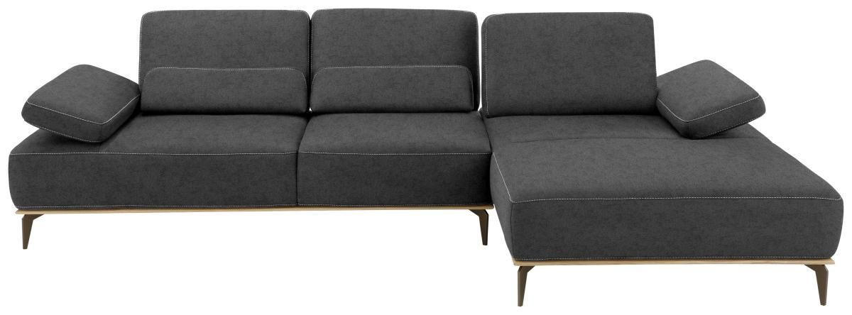 ECKSOFA Dunkelgrau Mikrofaser  - Dunkelgrau/Beige, Design, Textil/Metall (298/176cm) - Valnatura