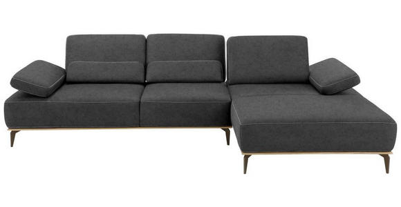 ECKSOFA in Mikrofaser Dunkelgrau  - Dunkelgrau/Beige, Design, Textil/Metall (298/176cm) - Valnatura