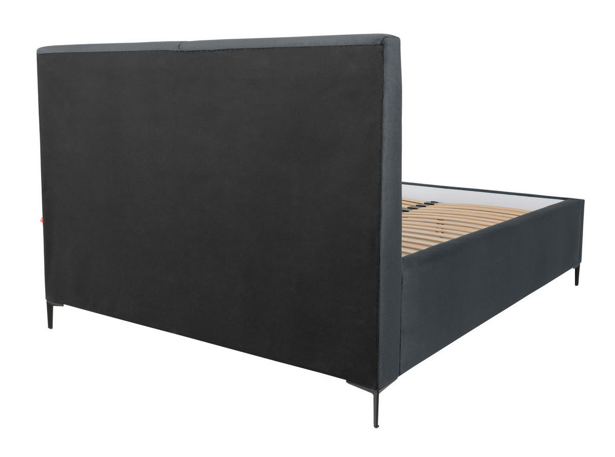 KÁRPITOZOTT ÁGY 160/200 cm  sötétszürke  - fekete/geszt bükk, Modern, textil/fa (160/200cm) - MID.YOU