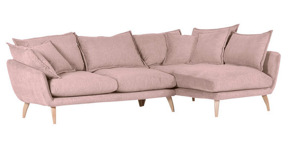 ECKSOFA in Mikrofaser Rosa  - Buchefarben/Rosa, Trend, Holz/Textil (267/170cm) - Ambia Home