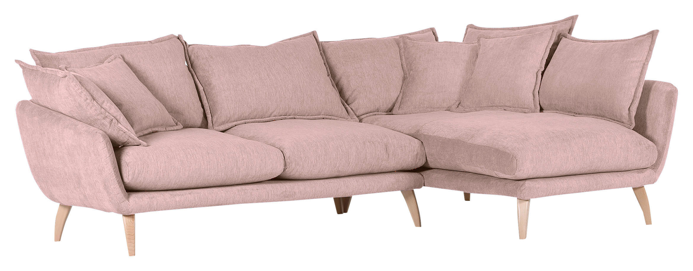 ECKSOFA Rosa Mikrofaser  - Buchefarben/Rosa, Trend, Holz/Textil (267/170cm) - Ambia Home