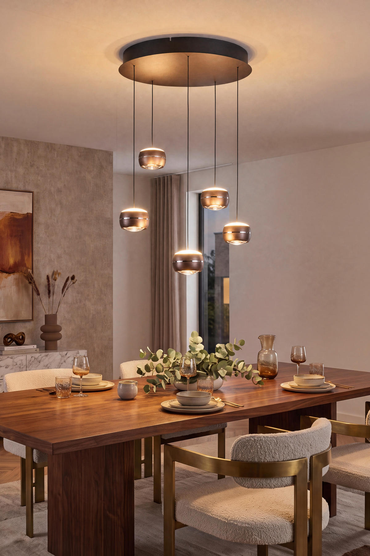 LED-HÄNGELEUCHTE Itonda 52,5/180 cm  - Braun, Design, Glas/Metall (52,5/180cm) - Dieter Knoll