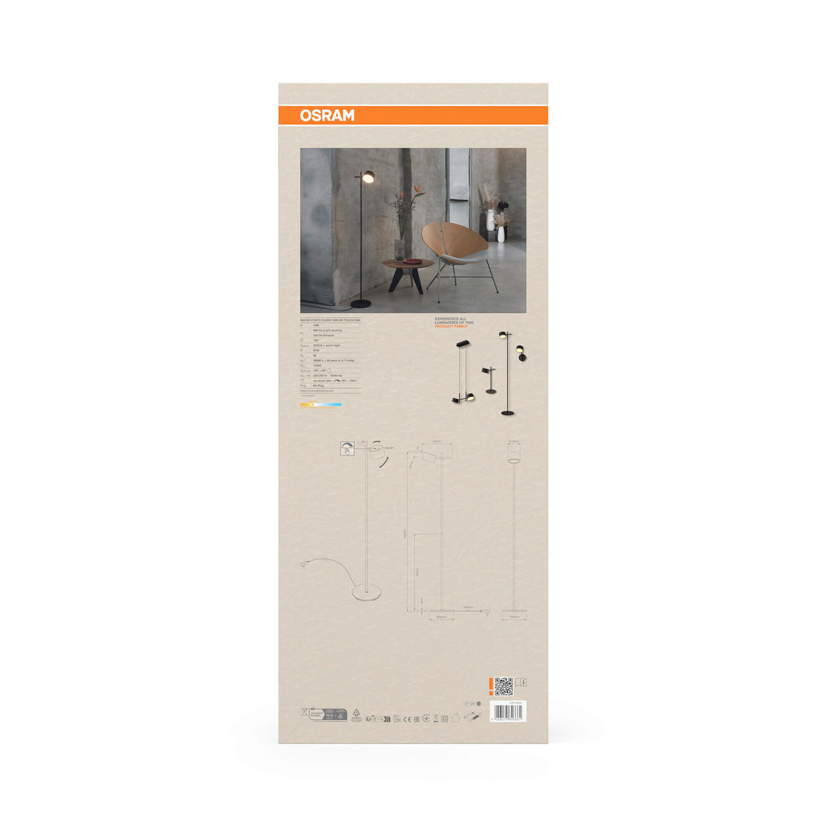 LED-STEHLEUCHTE 20/24,5/130,5 cm    - Schwarz, Basics, Kunststoff/Metall (20/24,5/130,5cm) - Osram
