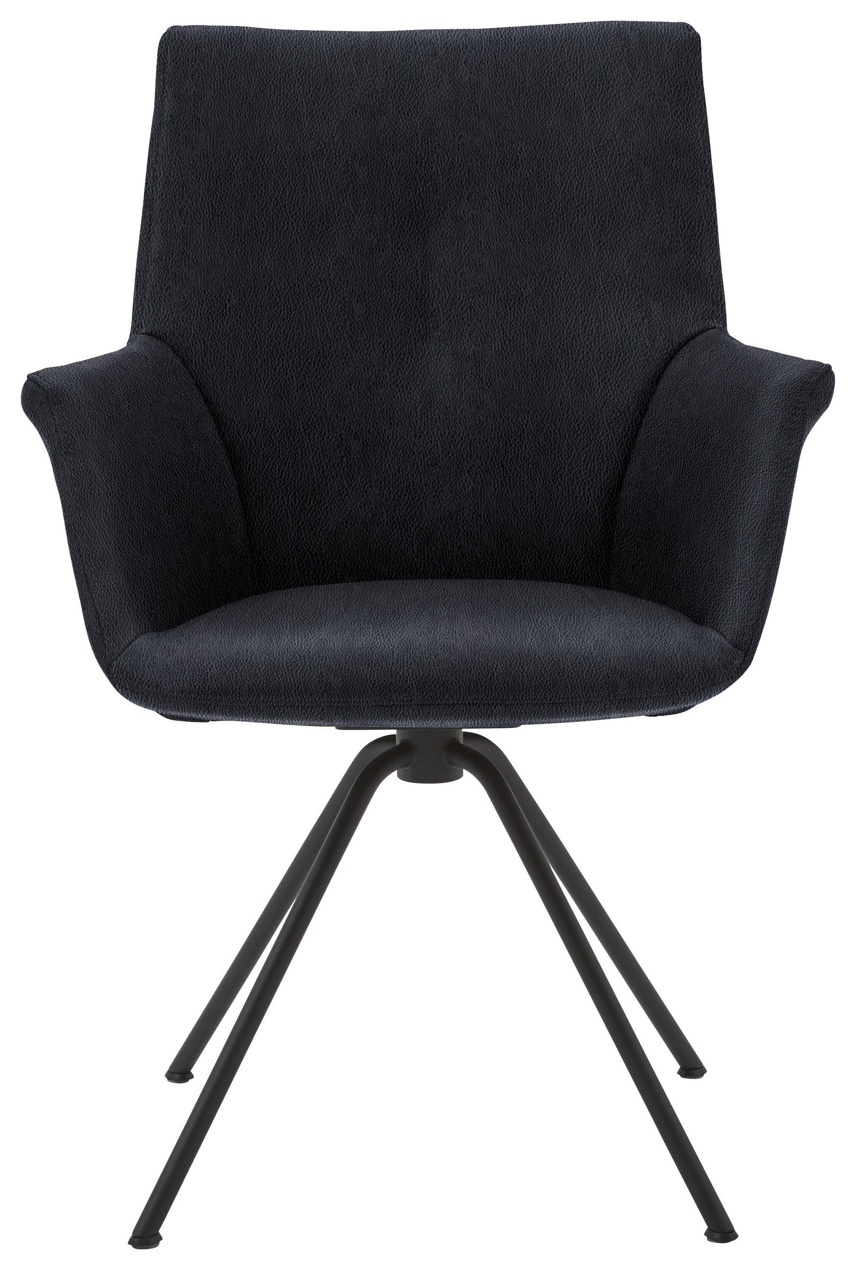 Thumbnail - Dieter Knoll Armlehnstuhl, Schwarz, Dunkelgrau, Metall, Leder, Echtleder, Semi-Anilinleder, Rundrohr, 65x91x63 cm, Beina...