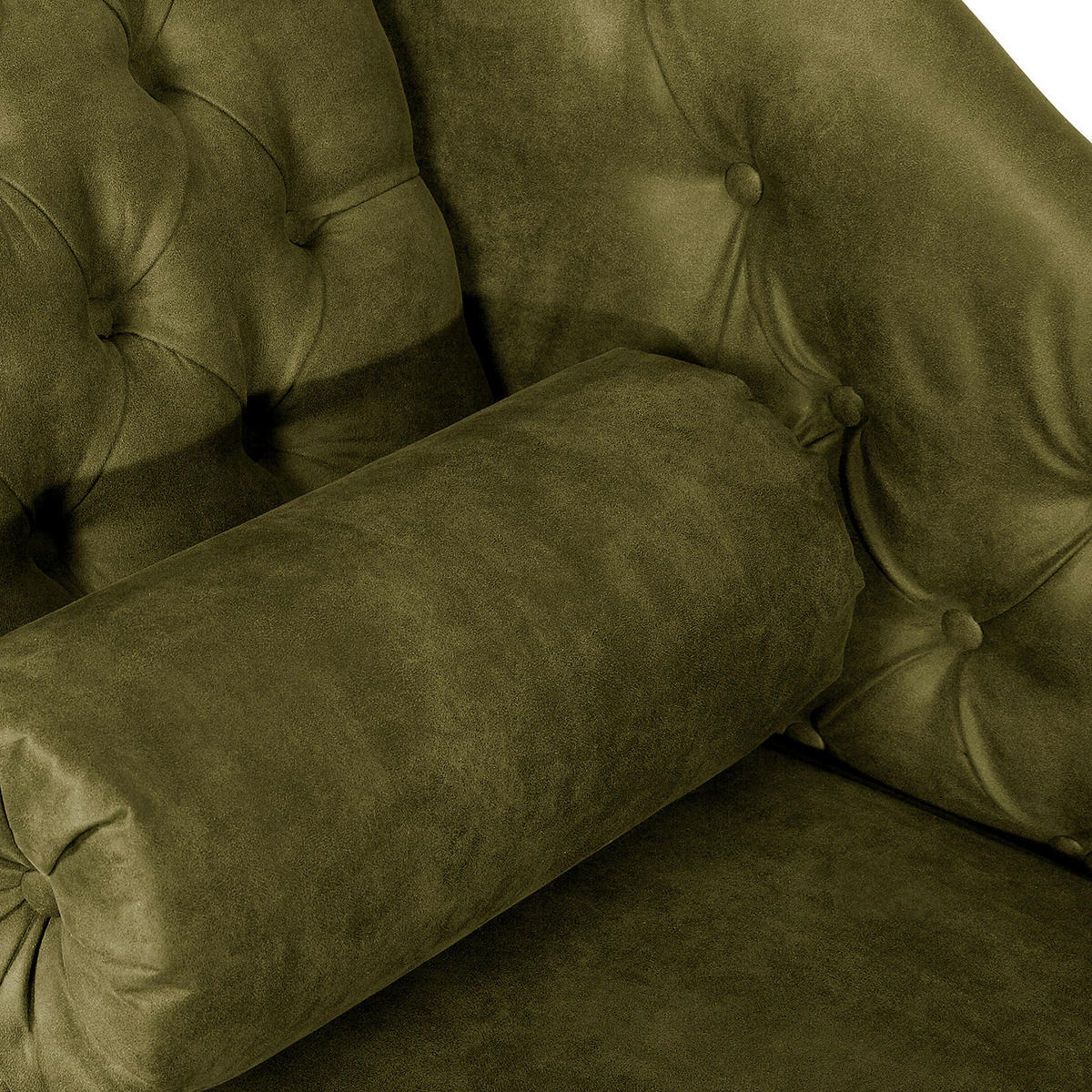 RÉCAMIERE Pako in Lederlook Olivgrün  - Braun/Olivgrün, Design, Holz/Textil (185/93/75cm) - Livetastic