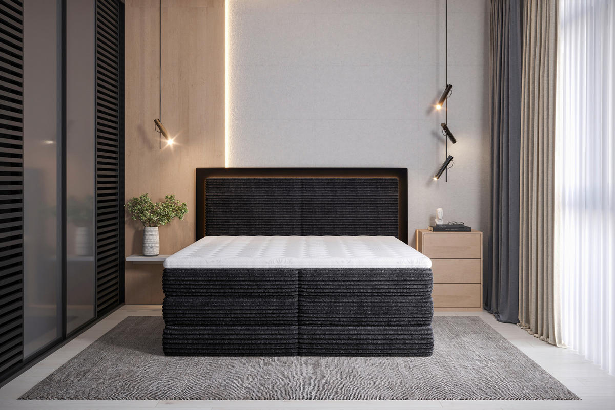 BOXSPRINGBETT 180/200 cm  in Schwarz  - Schwarz, Trend, Holz/Holzwerkstoff (180/200cm) - Boxxx
