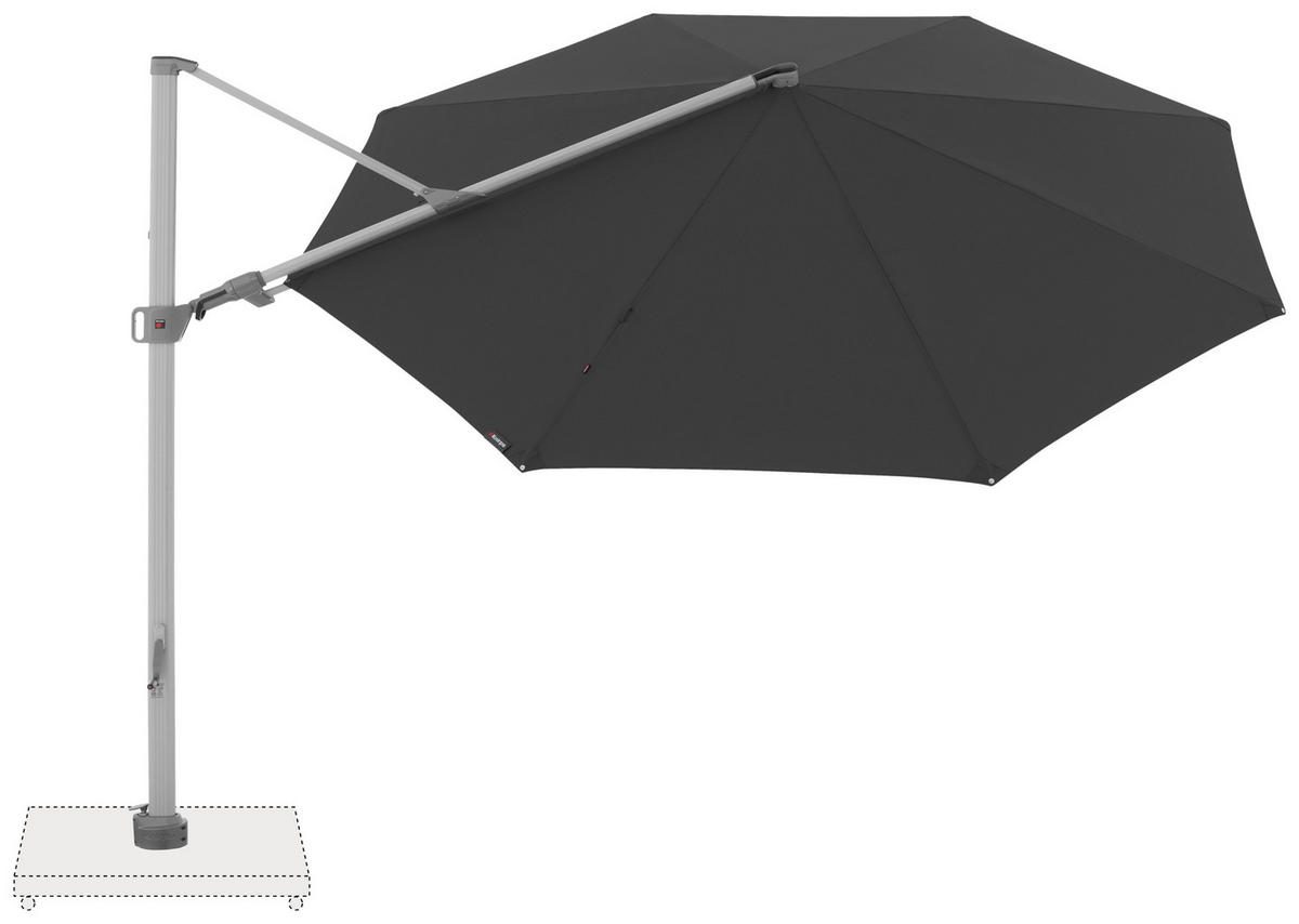 AMPELSCHIRM  340/340 cm  - Dunkelgrau/Silberfarben, Basics, Textil/Metall (340/340cm) - Doppler