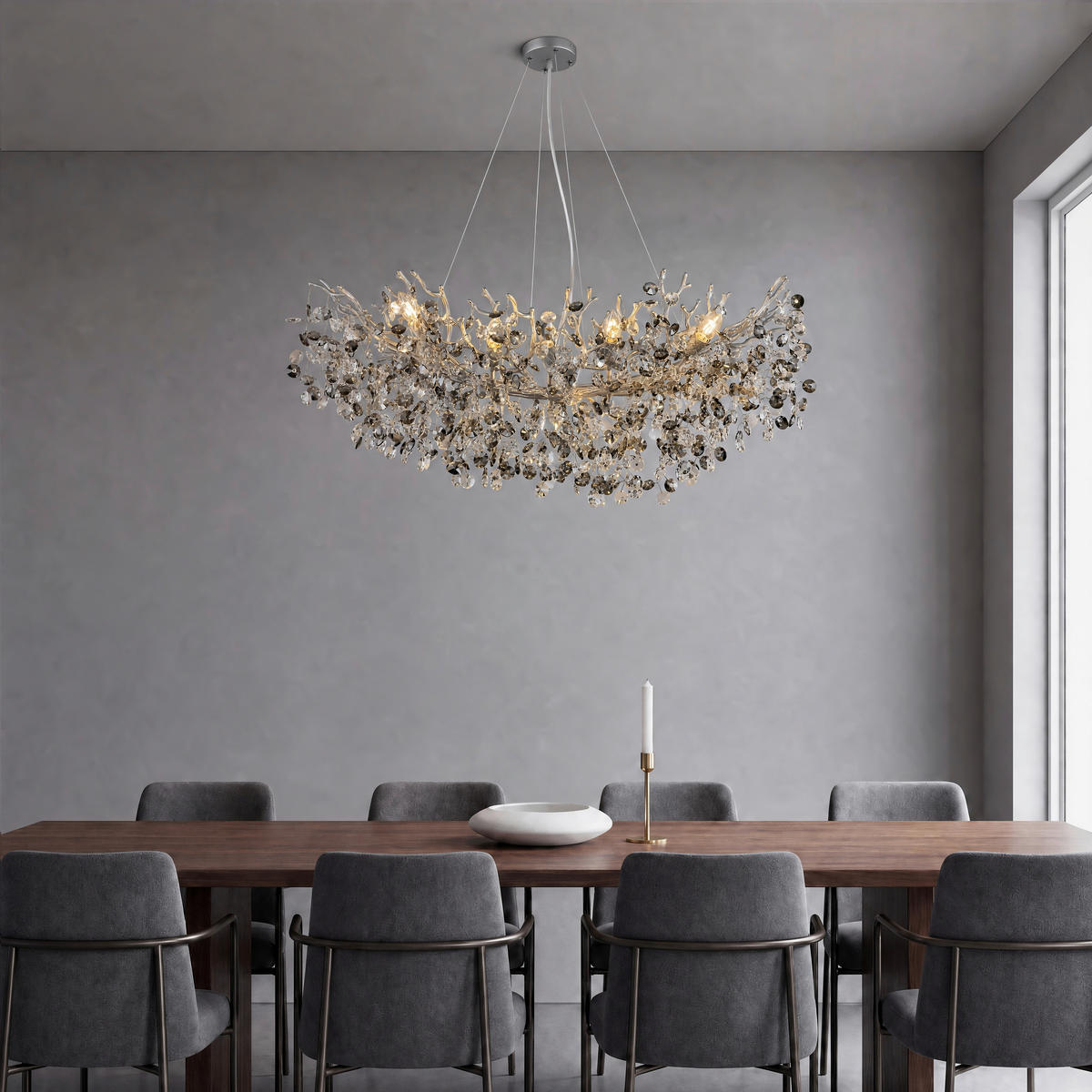 KRONLEUCHTER Queena 100/45/120 cm  - Klar/Silberfarben, KONVENTIONELL, Glas/Metall (100/45/120cm)