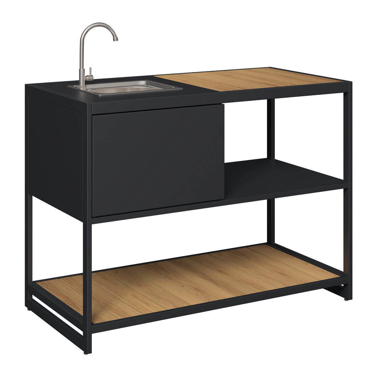 OUTDOORKÜCHE - Anthrazit/Naturfarben, MODERN, Kunststoff/Metall (120/116/60cm) - Ambia Garden