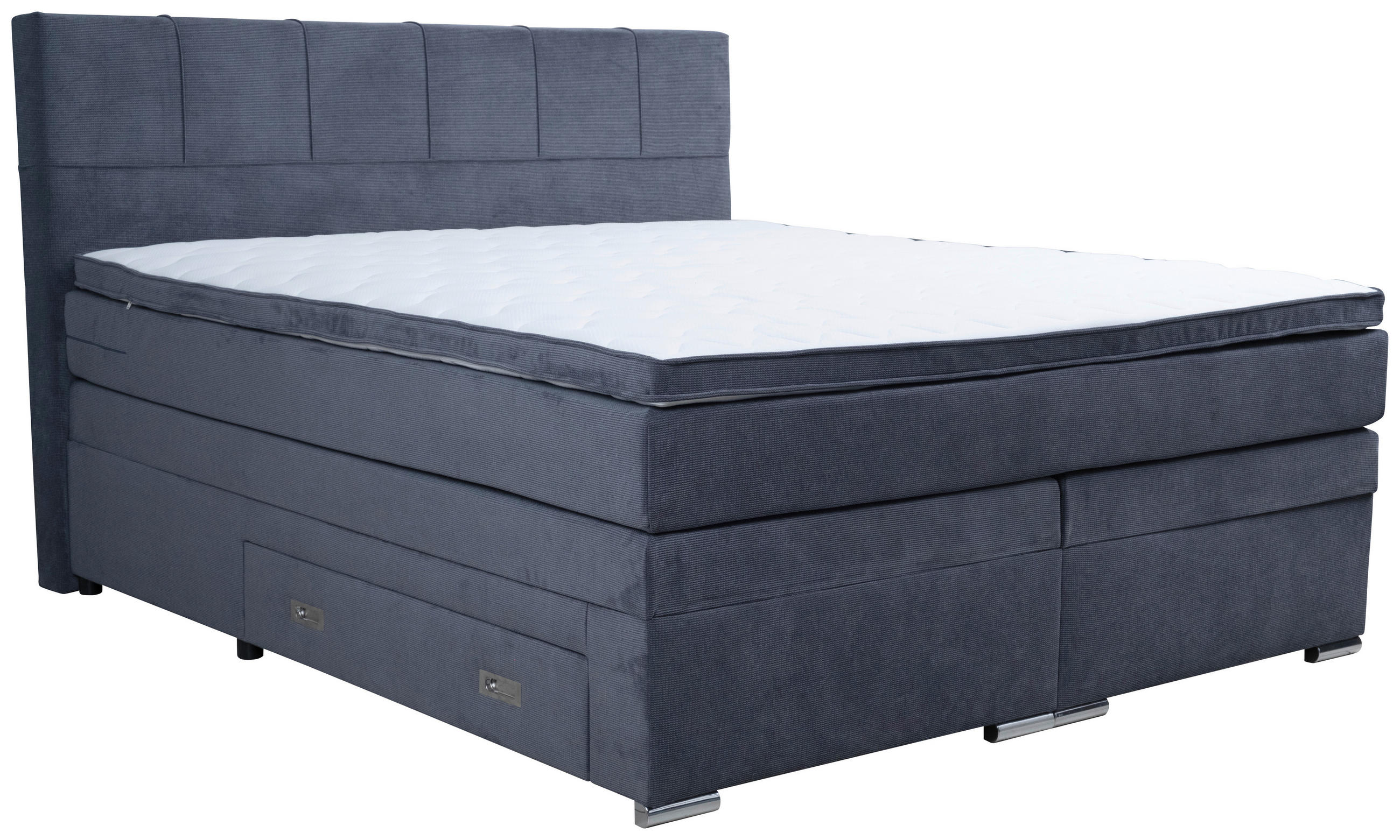 BOXSPRINGBETT 180/200 cm  in Dunkelgrau  - Chromfarben/Dunkelgrau, Design, Holz/Holzwerkstoff (180/200cm) - Boxxx