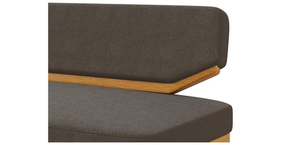 SITZBANK 190/80/52 cm Flachgewebe Graubraun, Eichefarben Eiche massiv  - Eichefarben/Graubraun, Basics, Holz/Textil (190/80/52cm) - Carryhome