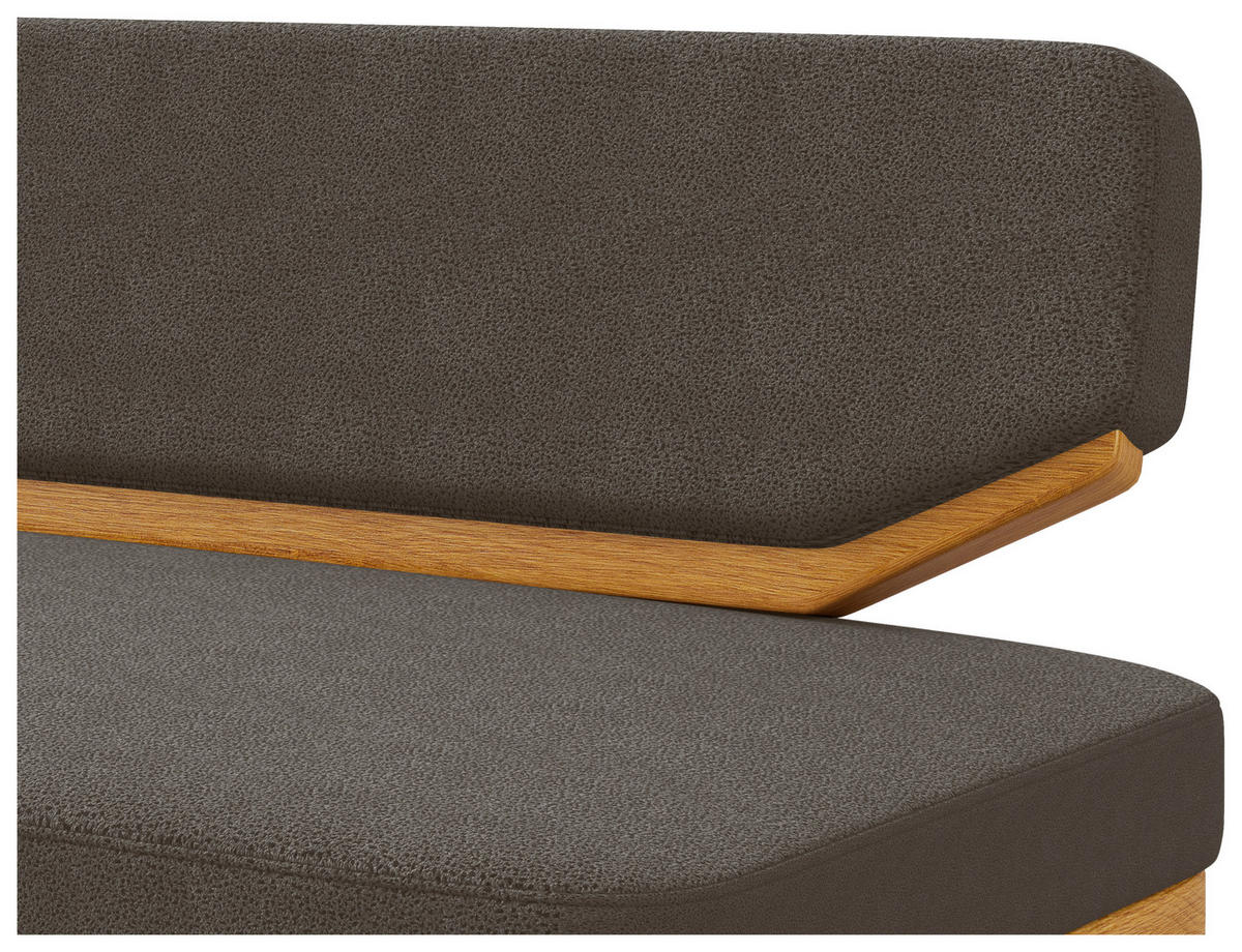 SITZBANK 190/80/52 cm Flachgewebe Eichefarben, Graubraun Eiche massiv  - Eichefarben/Graubraun, Basics, Holz/Textil (190/80/52cm) - Carryhome
