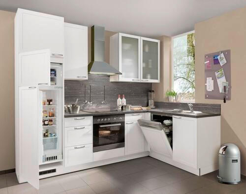 ROHOVÁ KUCHYŇA HOME 275 - biela/farba duba, Lifestyle, kompozitné drevo (275/175cm) - Welnova