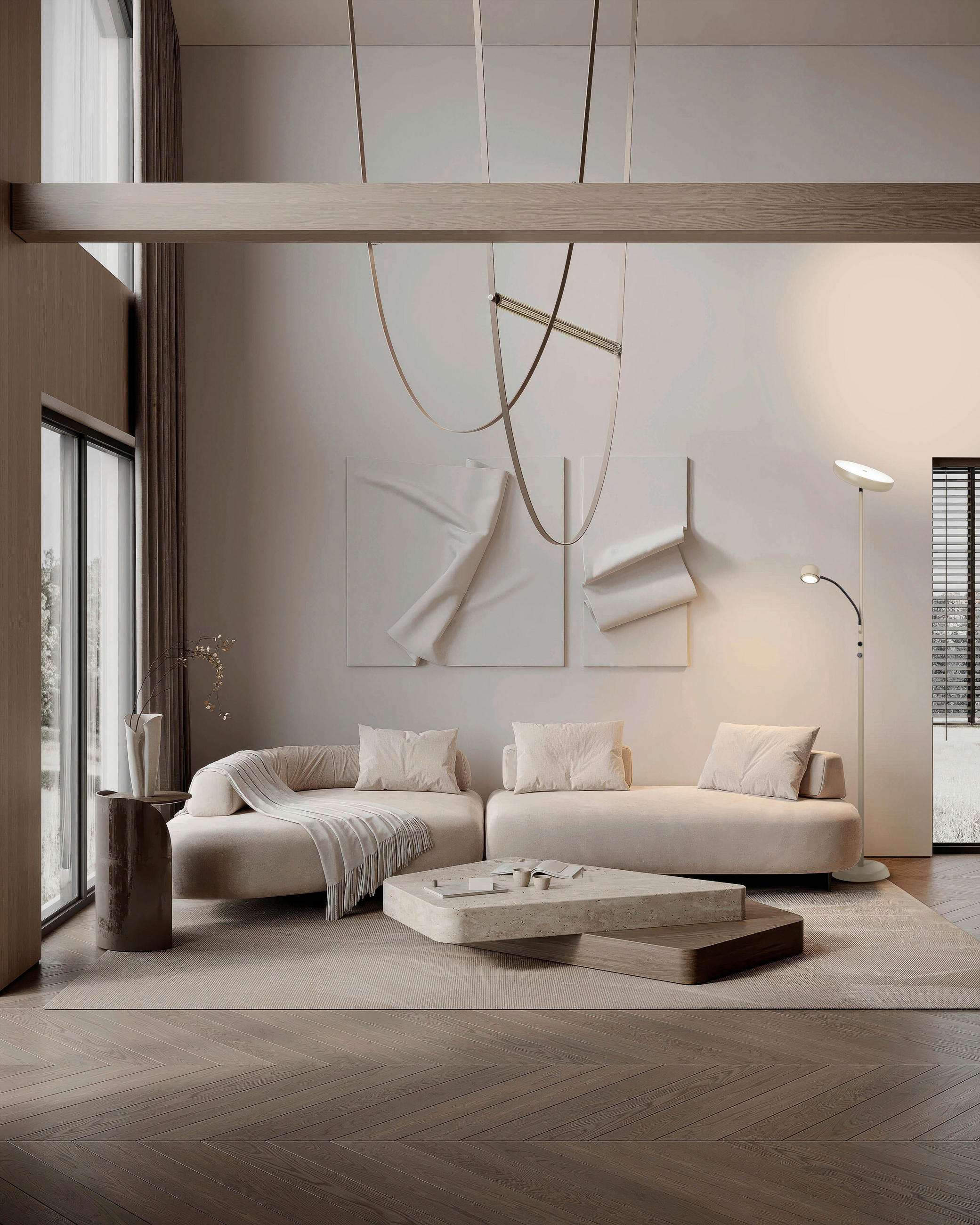 LED-STEHLEUCHTE 26/26/180 cm    - Beige, Design, Metall (26/26/180cm) - Näve