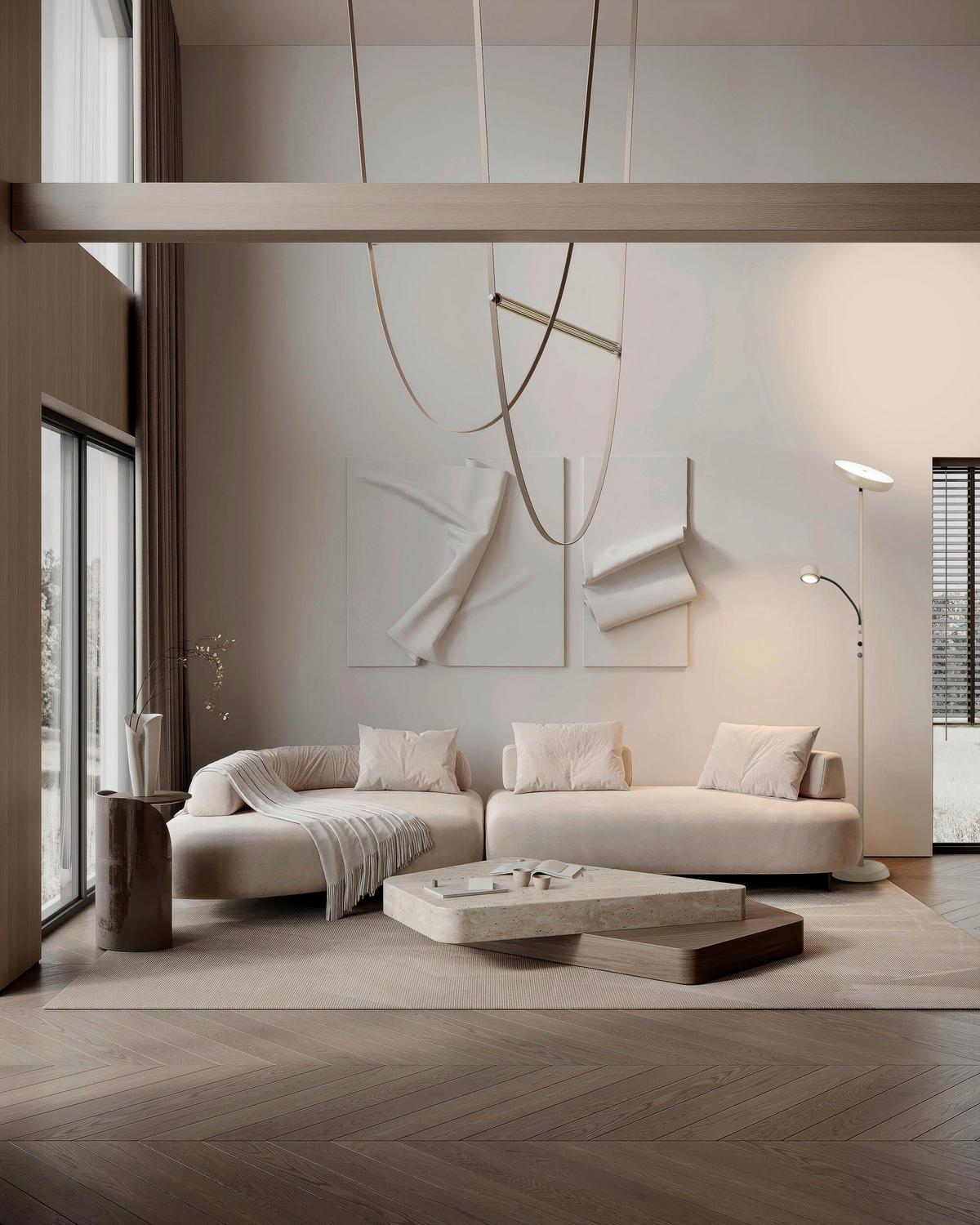 LED-STEHLEUCHTE 26/26/180 cm    - Beige, Design, Metall (26/26/180cm) - Näve