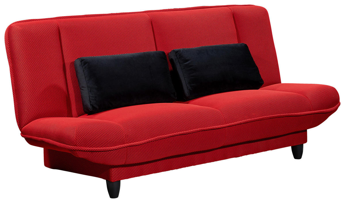 SCHLAFSOFA in Webstoff Rot  - Rot/Schwarz, Konventionell, Kunststoff/Textil (200/88/90cm) - MID.YOU