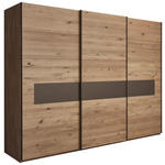 SCHIEBETÜRENSCHRANK 301,9/223,3/67,5 cm 3-türig Bronzefarben, Wildeiche  - Wildeiche/Bronzefarben, Natur, Glas/Holz (301,9/223,3/67,5cm) - Valnatura