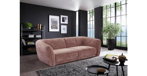 BIGSOFA Chenille Rosa - Schwarz/Rosa, KONVENTIONELL, Kunststoff/Textil (290/86/121cm) - Cantus