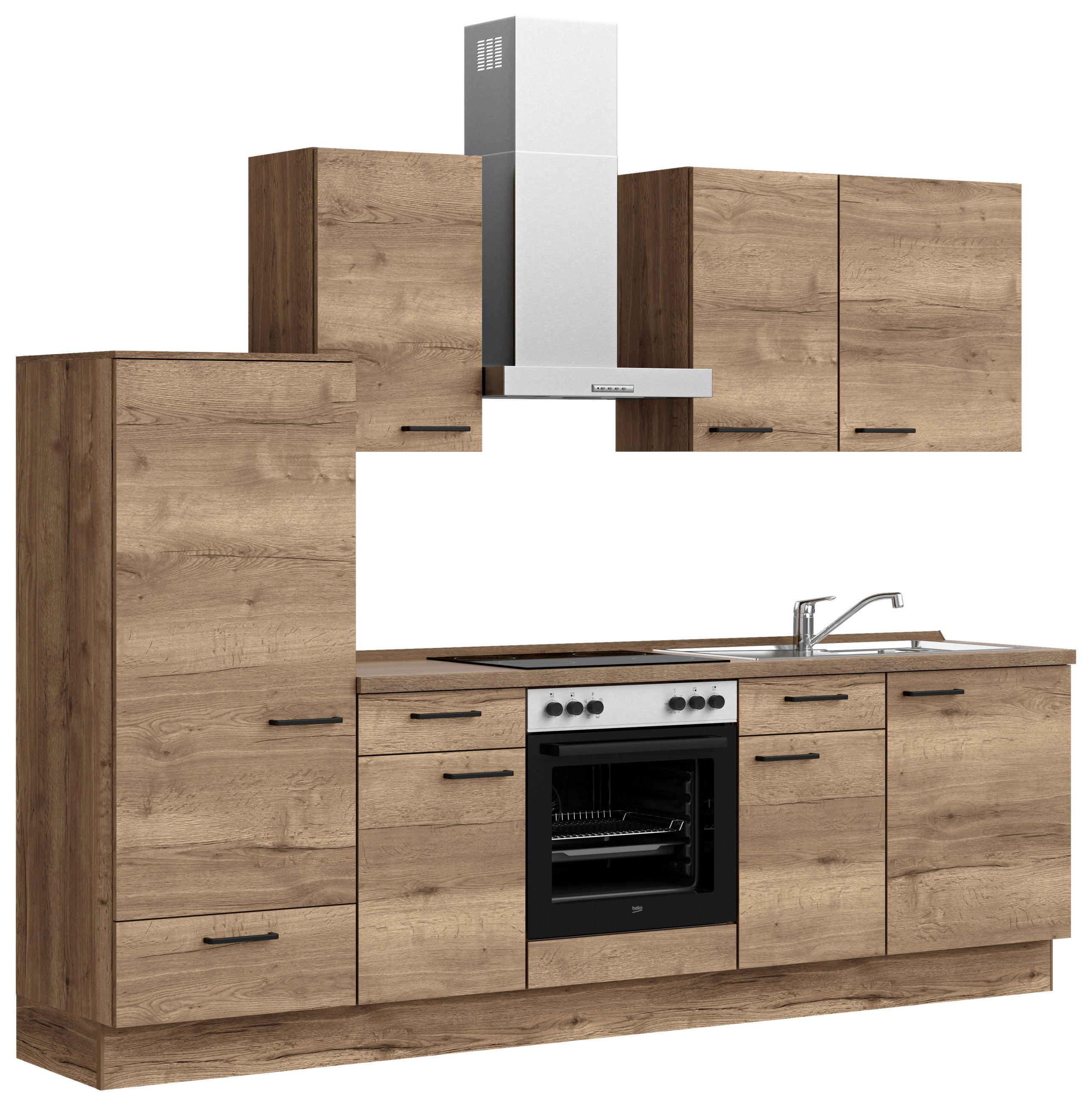 KÜCHENBLOCK Structura 270 cm  in Eiche dunkel  - Eiche dunkel/Eichefarben, MODERN, Holzwerkstoff/Metall (270cm) - Nobilia