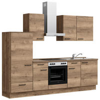 KÜCHENBLOCK Structura 270 cm  in Eiche dunkel  - Eiche dunkel/Eichefarben, MODERN, Holzwerkstoff/Metall (270cm) - Nobilia