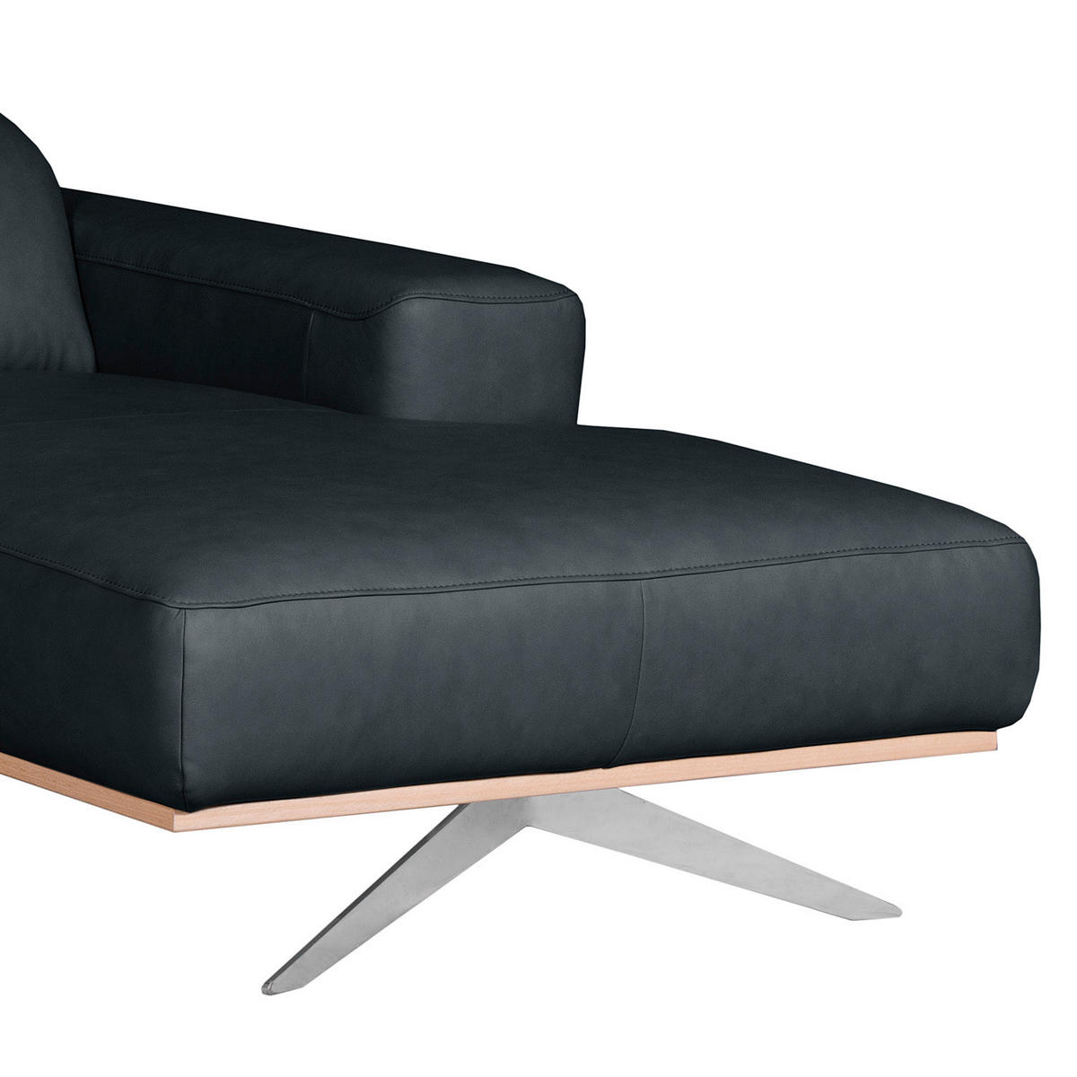 ECKSOFA  in Echtleder Blau  295/187 cm  - Chromfarben/Blau, Design, Leder/Metall (295/187cm) - Livetastic