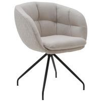 ARMLEHNSTUHL  Sitzfläche 360° drehbar, Gestellauswahl, automatische Rückholfunktion, ergonomische Rückenlehne, Stoff-/Lederauswahl Jacquard  Sandfarben  - Sandfarben/Schwarz, Design, Textil/Metall (62/81/63cm) - Dieter Knoll