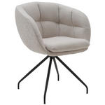 ARMLEHNSTUHL  Sitzfläche 360° drehbar, Gestellauswahl, automatische Rückholfunktion, ergonomische Rückenlehne, Stoff-/Lederauswahl Jacquard  Sandfarben  - Sandfarben/Schwarz, Design, Textil/Metall (62/81/63cm) - Dieter Knoll