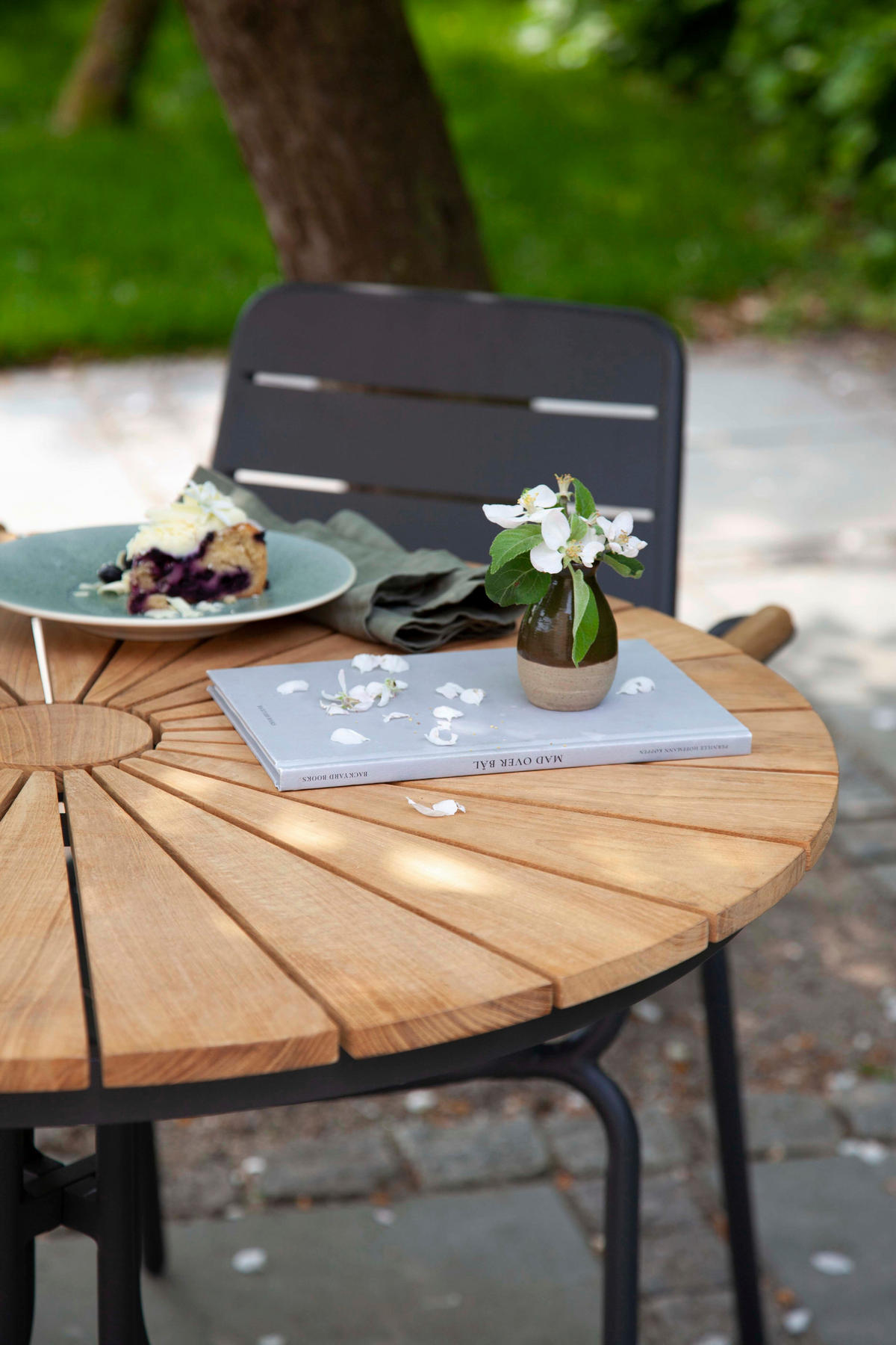 GARTENTISCHGRUPPE  - Anthrazit/Teakfarben, Natur, Holz/Metall (120/120/80cm) - Gardenson