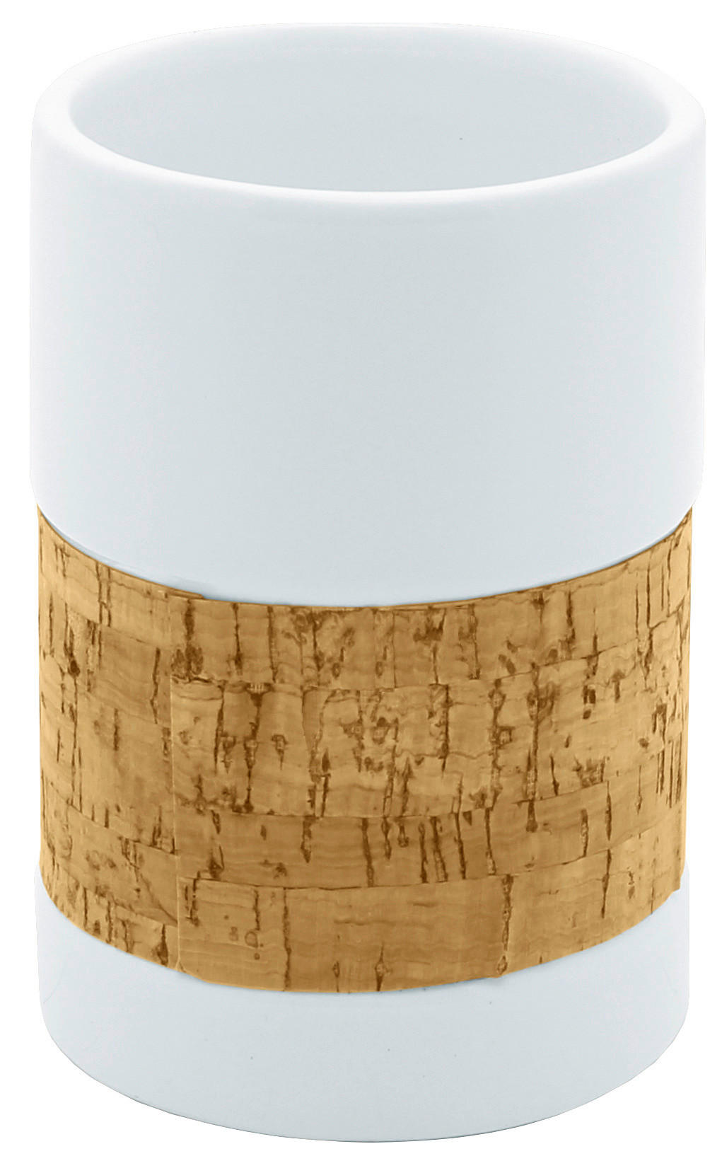 FOGKEFETARTÓ POHÁR fa, kerámia  - barna/fehér, Basics, fa/kerámia (7/10,2/7cm) - Sadena