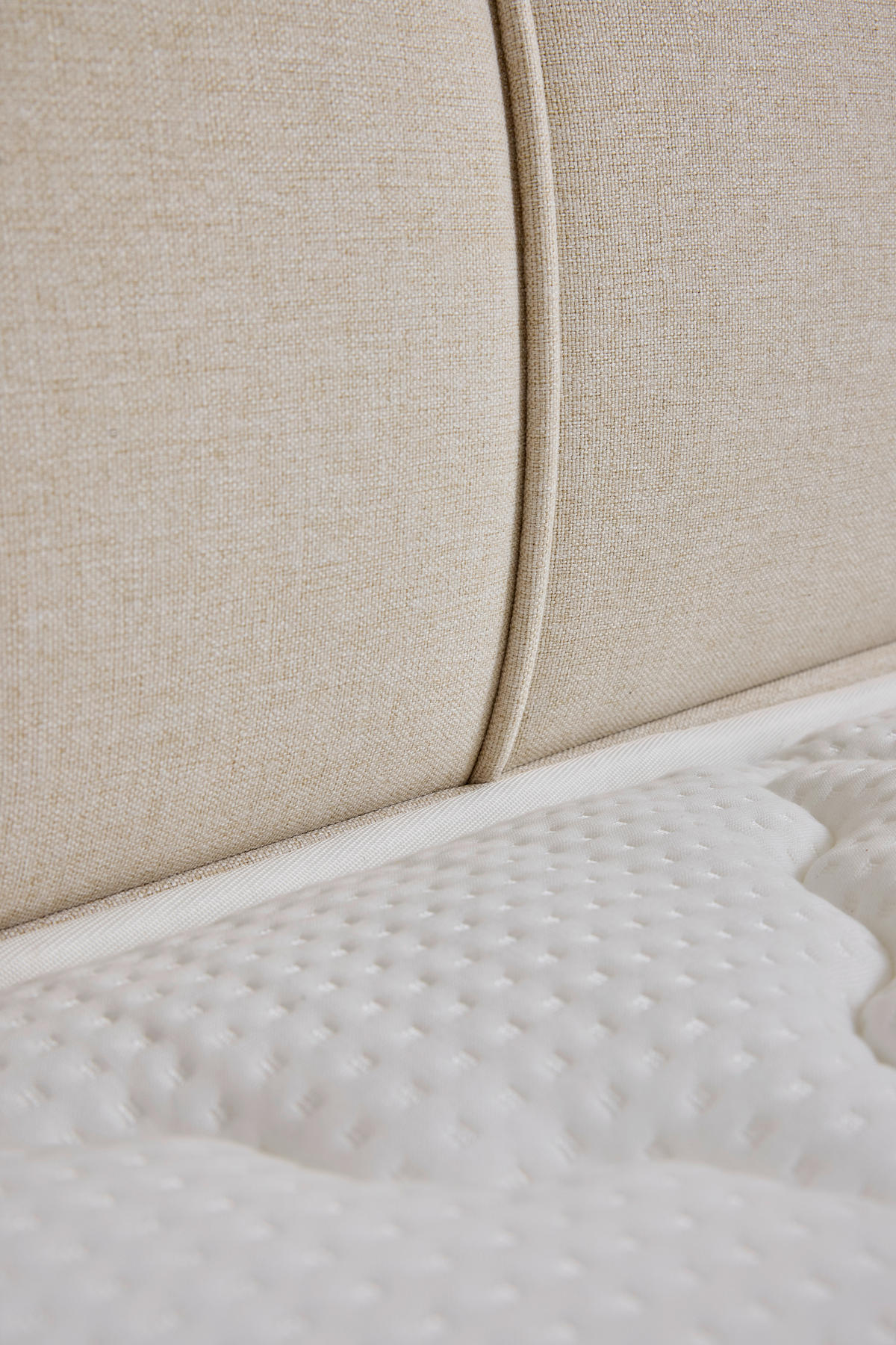 BOXSPRINGBETT 140/200 cm,  in Creme, Matratze, gepolstertes Kopfteil, Topper, H2 = mittel  - Creme/Schwarz, MODERN, Holzwerkstoff/Textil (140/200cm) - MID.YOU