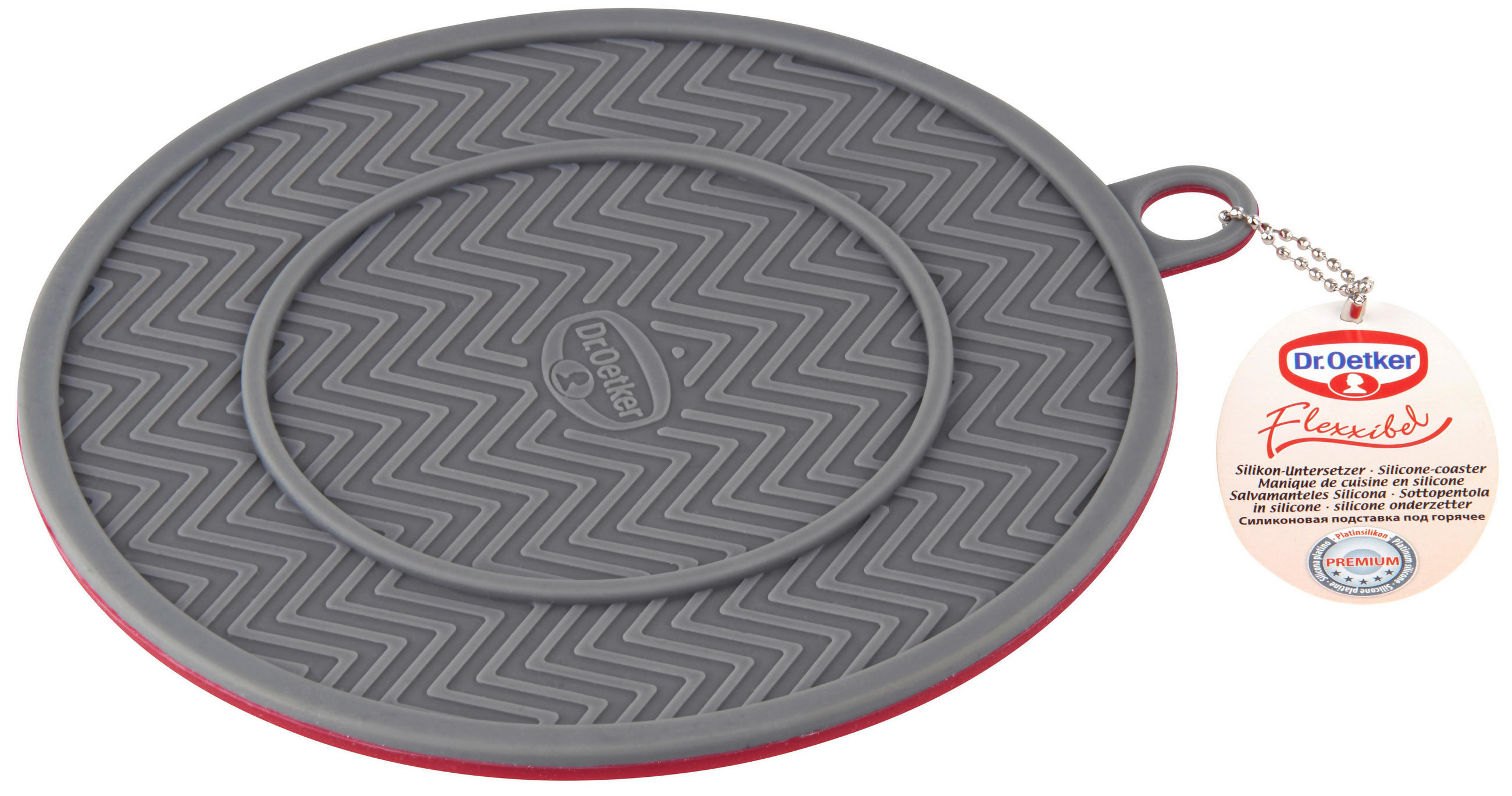TOPFUNTERSETZER  18,5 cm - Rot/Grau, Basics, Kunststoff (18,5cm) - Dr.Oetker