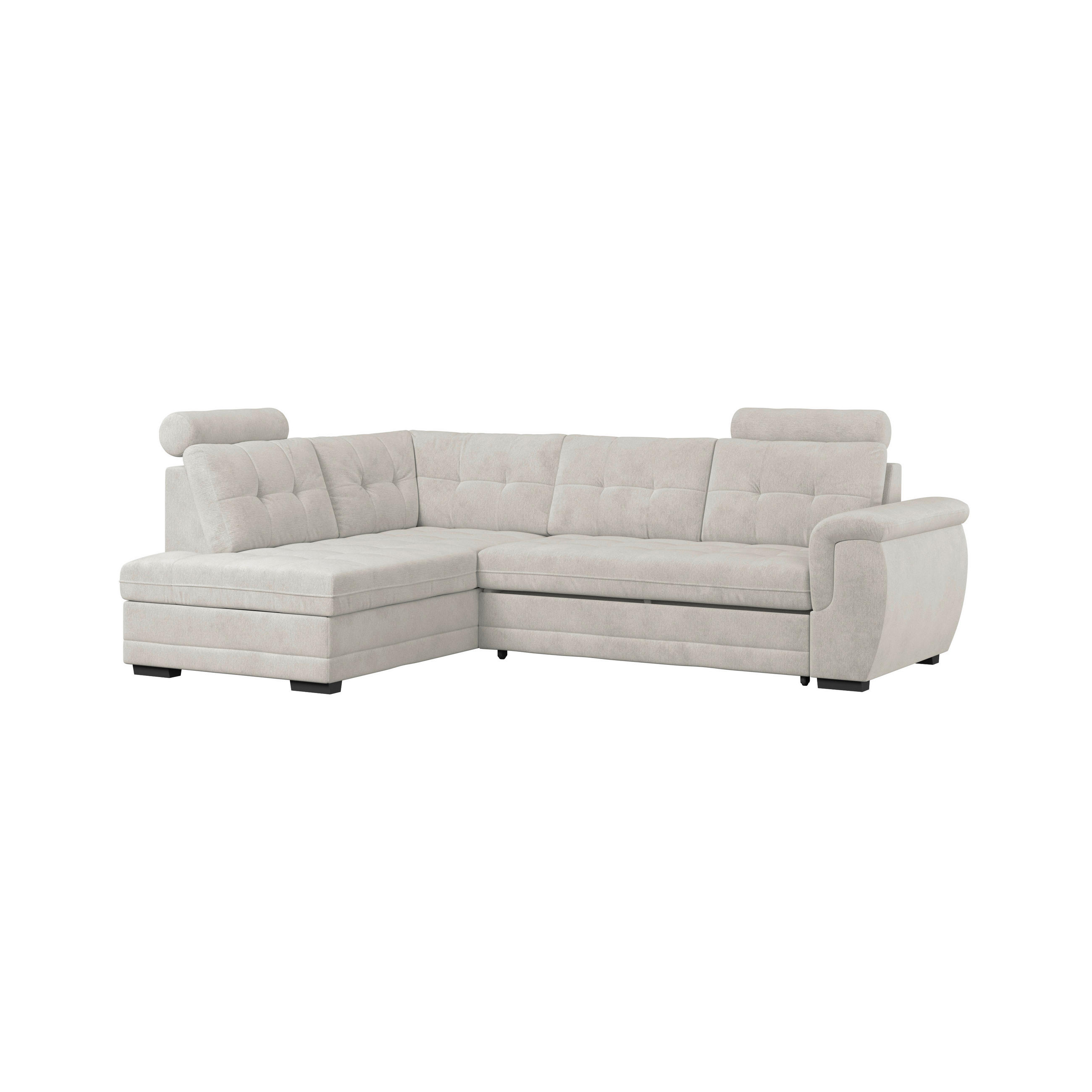 ECKSOFA FALCO NEW Beige Mikrofaser, Struktur Bettkasten, Kopfstütze  - Beige/Schwarz, KONVENTIONELL, Kunststoff/Textil (183/251cm) - MID.YOU