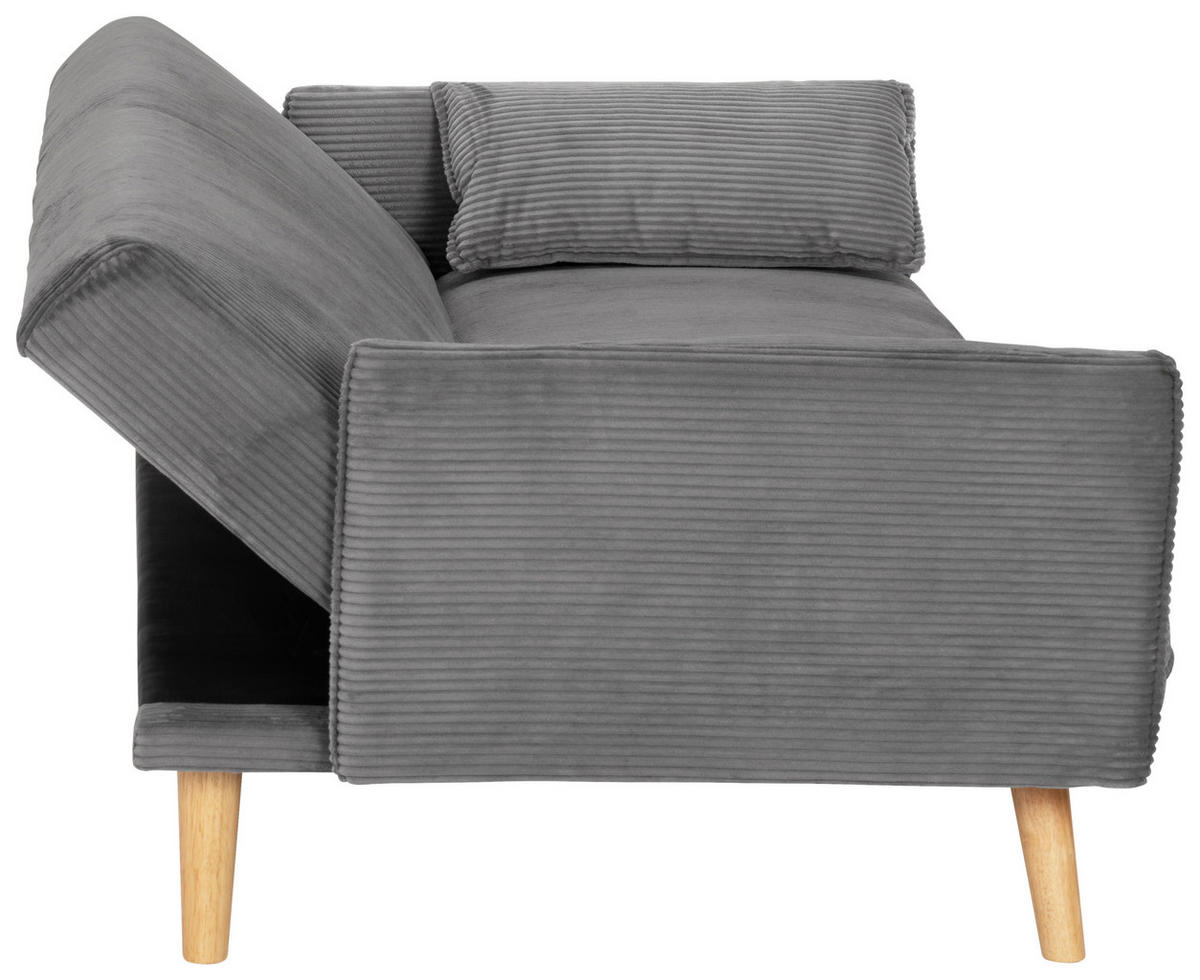SCHLAFSOFA Cord Grau  - Naturfarben/Grau, Design, Holz/Textil (193/81/92cm) - Livetastic
