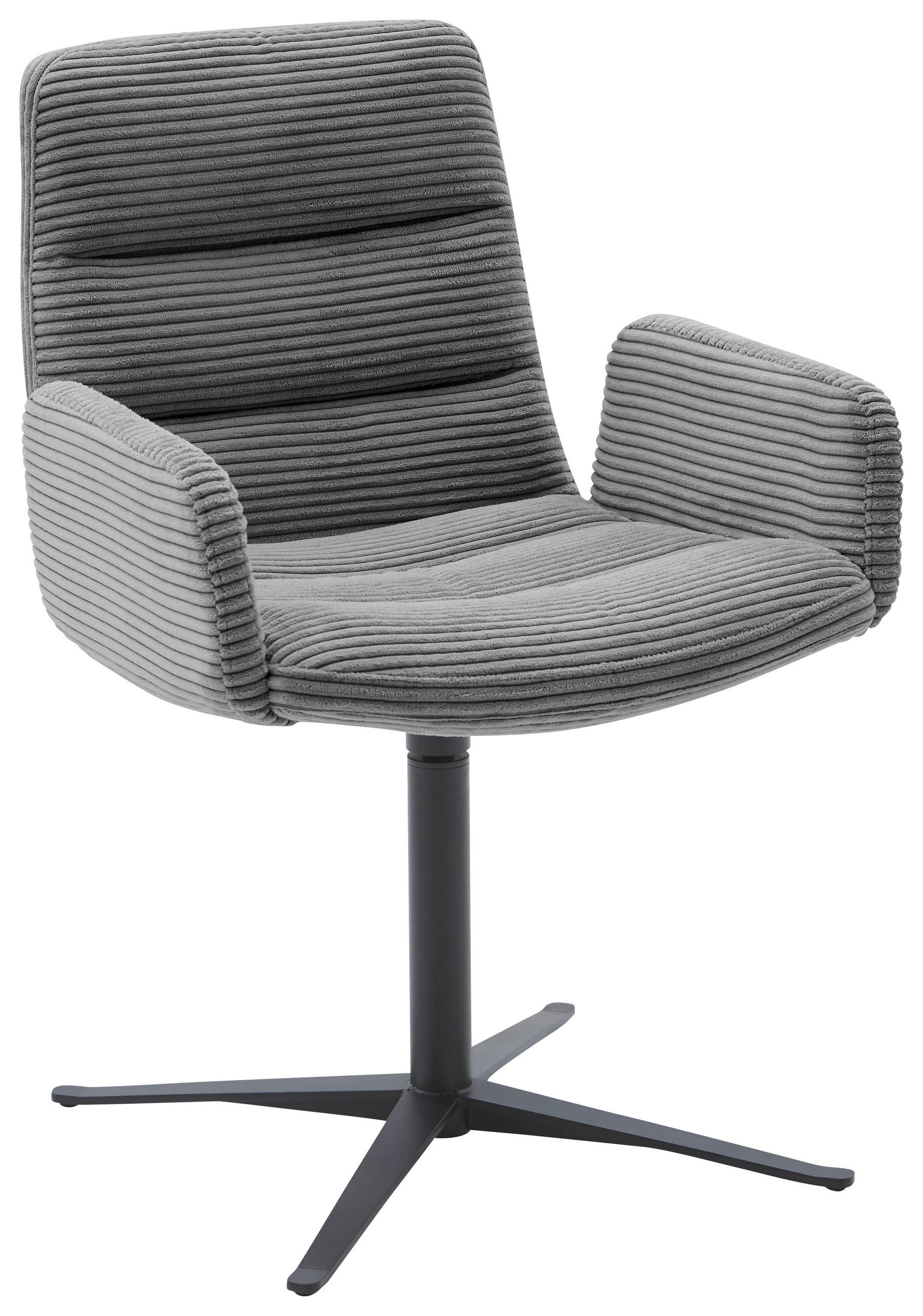 ARMLEHNSTUHL in Cord - Dunkelgrau/Schwarz, Design, Textil/Metall (61/88/66cm) - Dieter Knoll