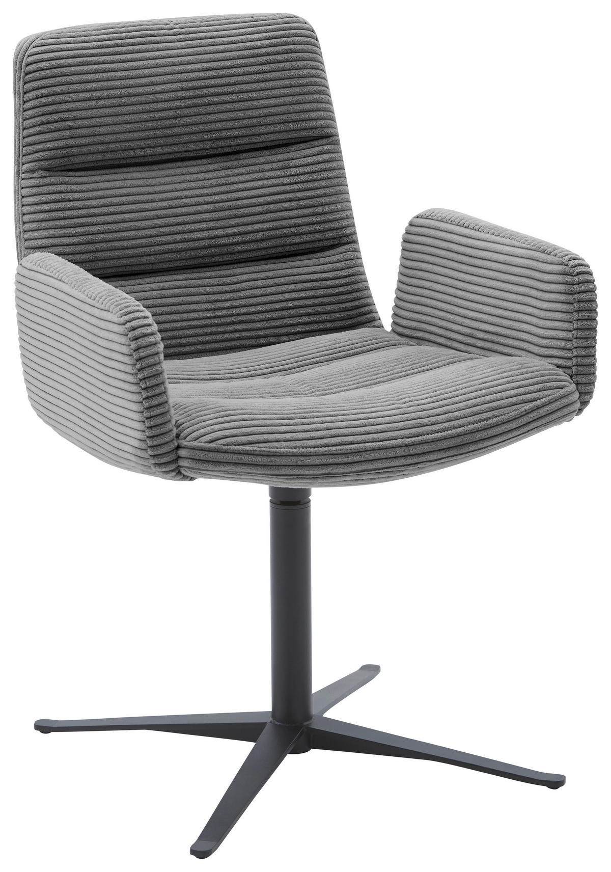 ARMLEHNSTUHL  in Cord  - Dunkelgrau/Schwarz, Design, Textil/Metall (61/88/66cm) - Dieter Knoll