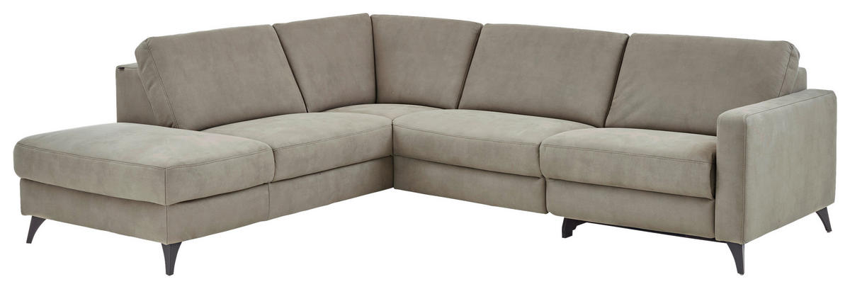 ECKSOFA Dieter Knoll Beigebraun Mikrofaser  - Beigebraun/Schwarz, Design, Textil/Metall (238/269cm) - Dieter Knoll