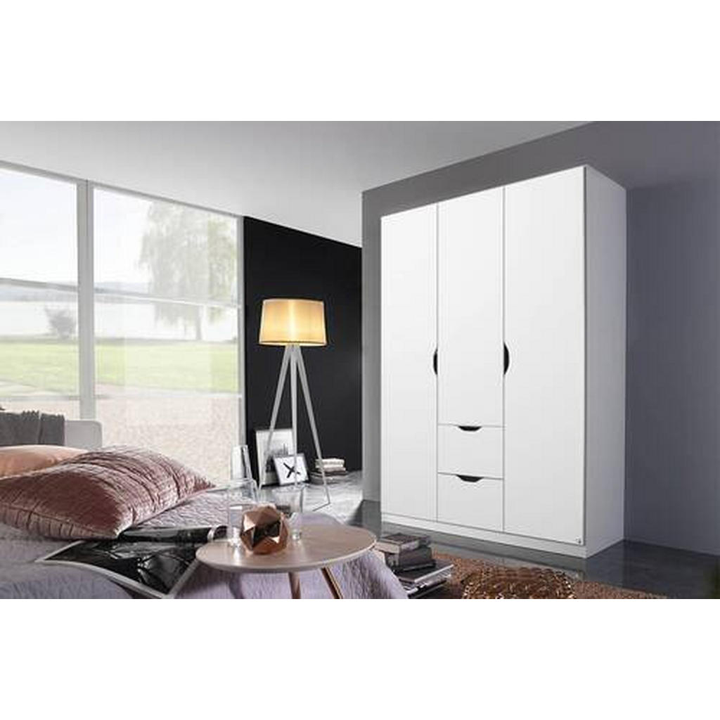 Thumbnail - Xora Kleiderschrank, Weiß, Holzwerkstoff, 4 Fächer, 2 Schubladen, 136x197x54 cm, Blauer Engel, Goldenes M, Made in Germa...