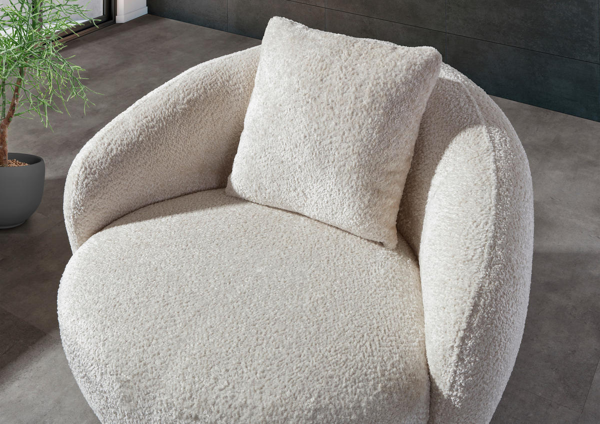 COCKTAILSESSEL in Chenille Creme  - Creme/Schwarz, Lifestyle, Textil/Metall (101/79/96cm) - Xora